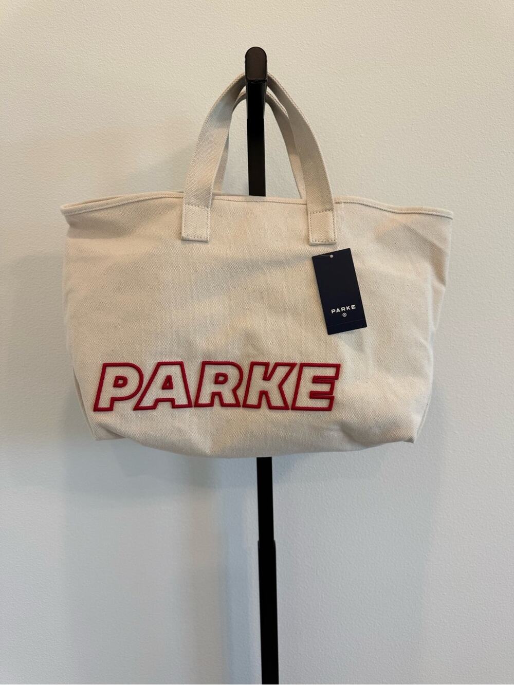 NWT Parke x Target Cream Canvas Tote with Red Logo Viral Preppy Casual Summer